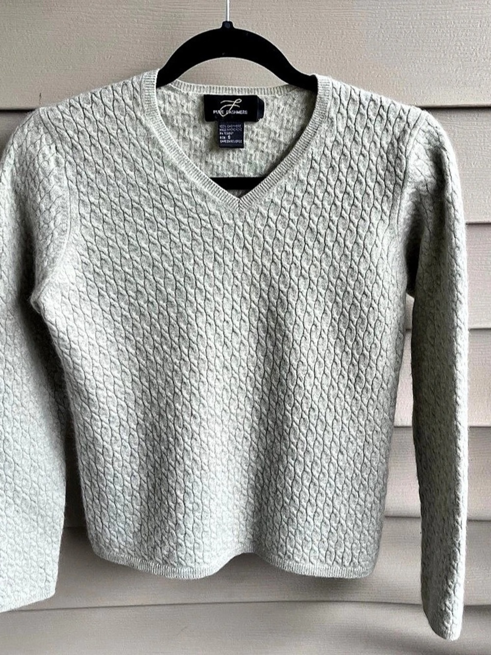 Pure Cashmere Sweater Womens Size S Gray Fall Modern Cable Knit Academia Tennis